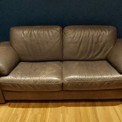 2 Brown leather couches for sale