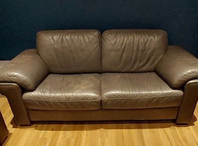 2 Brown leather couches for sale