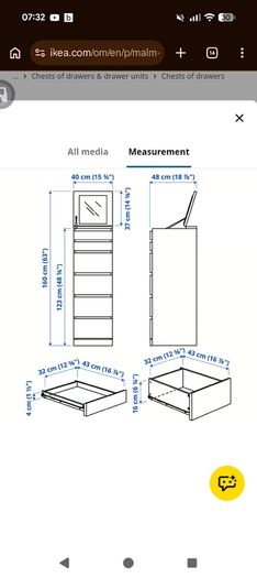 Ikea Malm 6 Drawer
