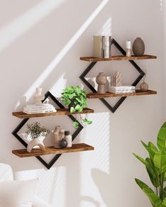 Floating Shelves, Set of 2 Wall Shelves, 2-Tier Hanging Shelves, Wall Shelf Set of 2, Wall Mounted Shelves, for Living Room, Bedroom, Kitchen, Office, Study, Rustic Brown