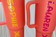 Personalised water bottle name labels.
