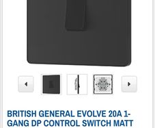British General Single Wall Switch with LED Power Indicator Black Matt