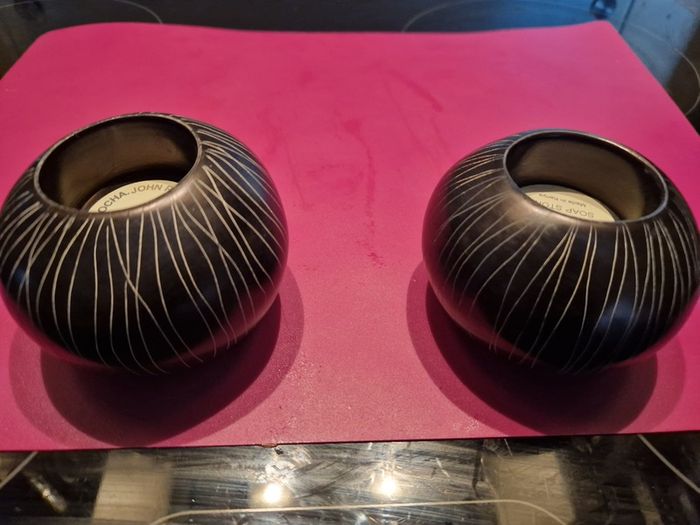 John Rocha Hand Crafted Soap Stone Tea Light Holders