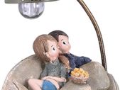 Mini Resin Couple Stting in Sofa with Lamp Living Room Bedroom Decorations for Home Lovers (A)
