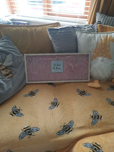 funky pink furry hanging photo frame