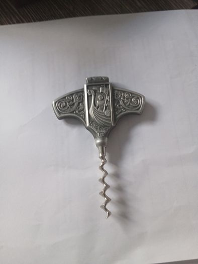 Vintage Norwegian Konge Tinn Pewter Viking Corkscrew - Hardanger Bestikk Boxed