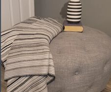 Large mixed linen grey pouffe