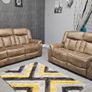 Luxury Tan & Grey Suede Recliner Sofa Set Image 9