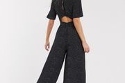 Brand New ASOS Tea Black Polka Dot Jumpsuit size 8