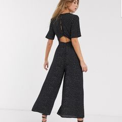 Brand New ASOS Tea Black Polka Dot Jumpsuit size 8