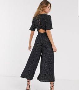 Brand New ASOS Tea Black Polka Dot Jumpsuit size 8
