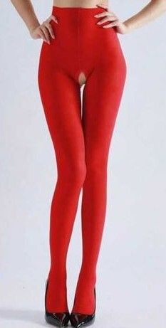 Sexy  red crotchless pantyhose for crossdressers and girls