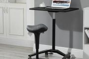 Office stool with swivel function, ergonomic stool, height-adjustable 65.5-83.5 cm 120 tiltable Gray