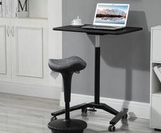 Office stool with swivel function, ergonomic stool, height-adjustable 65.5-83.5 cm 120 tiltable Gray