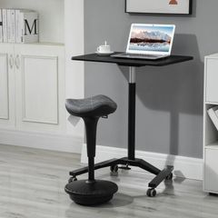 Office stool with swivel function, ergonomic stool, height-adjustable 65.5-83.5 cm 120 tiltable Gray