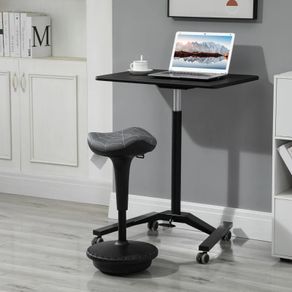 Office stool with swivel function, ergonomic stool, height-adjustable 65.5-83.5 cm 120 tiltable Gray