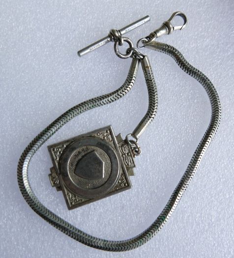 Victorian Albert  Solid Silver Albert Watch Chain "N.G.R.CO.REG" Birmingham or Chester. length 12" - 41,9g