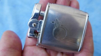Ronson Victory 1950s Lighter, Mid Century with unusual Letter R lever to control the  flame.