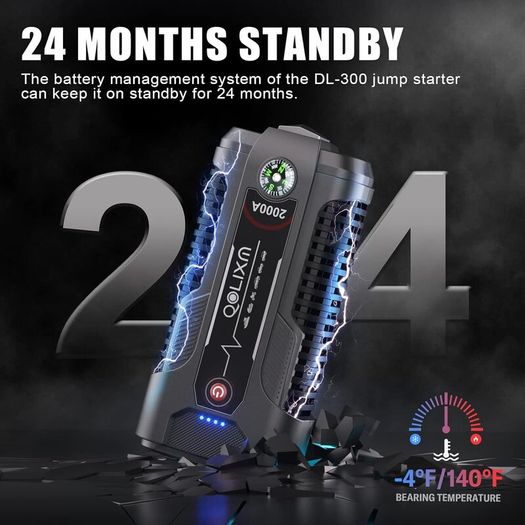 Dl100 Jump Starter, 2000A 18000mAh Battery Starter for Up 8.0L Gas/7.5L Diesel Engines, Car Starter