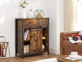 Sideboard with Shelf and Drawer, Kitchen Cabinet, Chest of Drawers with Sliding Door in Country House Style, Industrial Design, Vintage Brown/Black
