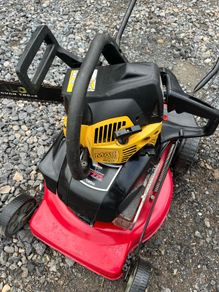 chain saw and lawnmower