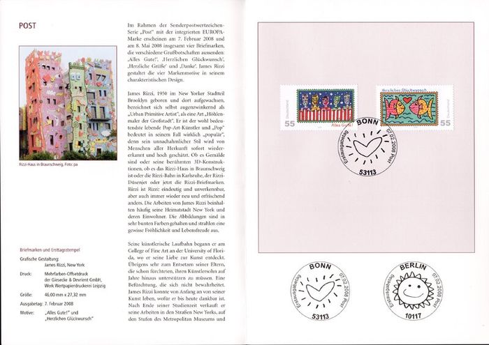 2008 Bundes Republic Deutschland (Germany) Federal Annual Stamp EFT Collection 2008. Includes 49 images of contents