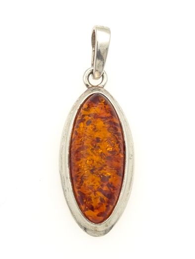 Vintage 925 Sterling Silver And Natural Baltic Amber Pendant