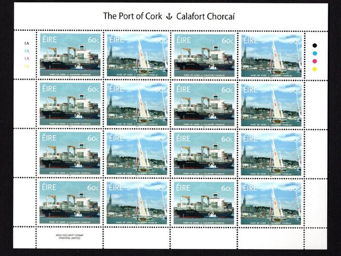 2013 Ireland The Port of Cork Commemorative Stamps Sheetlet Plate 1A1A1A1A Mint Never Hinged (MNH)