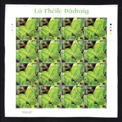 2007 Ireland St Patrick's Day Commemorative Stamp Sheetlet Plate 1B1B1B1B Fine Used with Dublin cancel of 9th February 2007 (First day of issue)