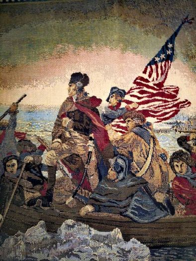 Historical scene tapestry with G. Washington