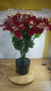 28 Inch Fibre Optic Poinsettia Light Up Flower Arrangement With Mains Adapter Tested Working