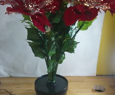28 Inch Fibre Optic Poinsettia Light Up Flower Arrangement With Mains Adapter Tested Working