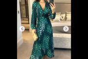 (Silk Fred) Leopard print maxi wrap dress. Size 10