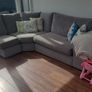 L shaped couch and matching table for sale Image 2