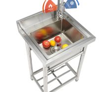 Stainless Steel Utility Sink, 1 Compartment Free Standing Small Sink Include Faucet & legs, 40.6 x 33 x 22.1 cm