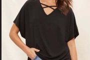 BNWT Friends Like These Black Criss Cross long line  Short sleeve black oversized top size UK20/22/24 EU48/50/52 Postage included