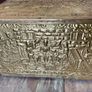Ornate Brass Fireside Coal Box Embossed Tavern Scene Image 3