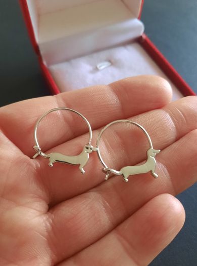 Dachshund sausage dog Charm Earrings Puppy Dog Hoop Earrings Dachshund Lover Jewelry