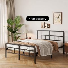 Small Double Bed Frame with Headboard and Footboard 120x190 cm 36cm H