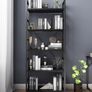 5 Tier Wood Bookshelf with Open Shelves, Rustic Standing Bookshelves, Metal Frame, Display Shelf for Living Room, Bedroom, Black Image 3