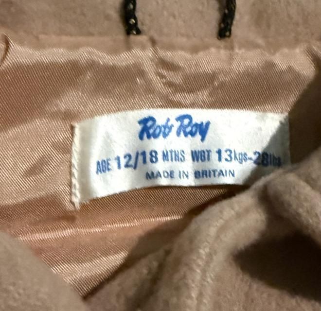 Vintage Rob Roy toddler wool coat, camel, 12-18 months, made in Britain