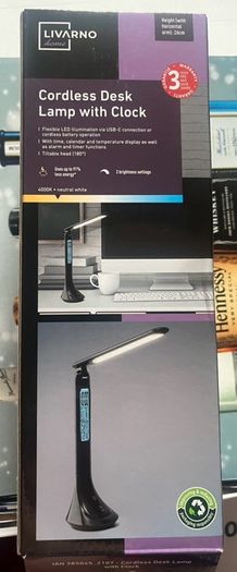 Cordless Desk led Lamp witch clock alarm calendar temperature usb