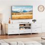 TV Stand Cabinet, TV Unit with 5 Drawers, 140 cm, White TV Console Table with Storage Organizers, Entertainment Center with Open Shelf for Living Room, Bedroom Image 3