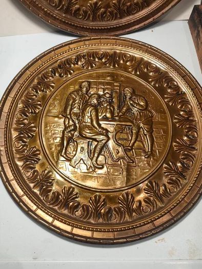 A pair of Early Twentieth Century Elpec Brass Chargers