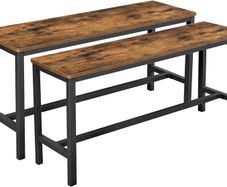 New Set of 2 IndustrialTable Benches Rustic Brown