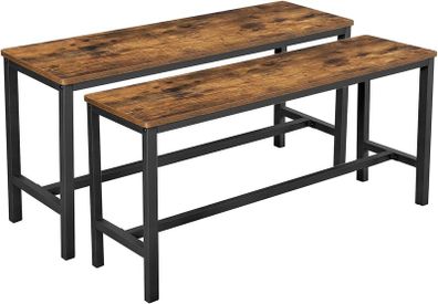New Set of 2 IndustrialTable Benches Rustic Brown