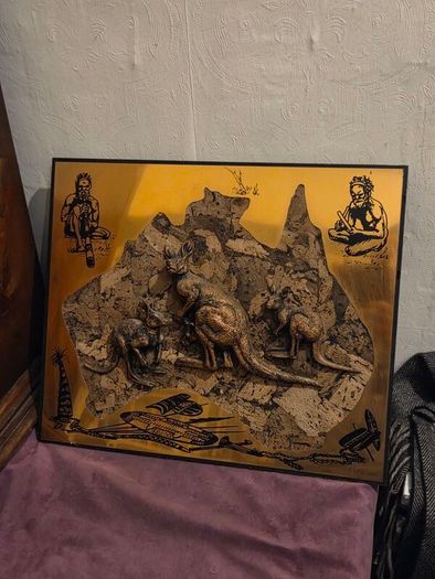 Copper and Cork Aboriginal Art piece