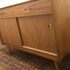 Original Retro 1950s sideboard with 2 drawers & sliding doors.