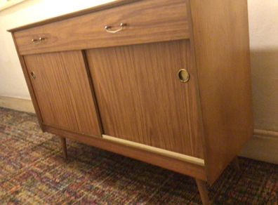 Original Retro 1950s sideboard with 2 drawers & sliding doors.