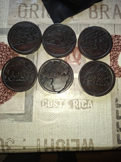 Beautiful Rare Full Set of African Hand Carved Wooden Place Mats with an Amazing Original Holder Postage Available,